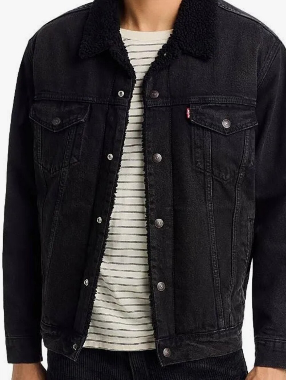 Levi's Men Black Sherpa Denim Jacket